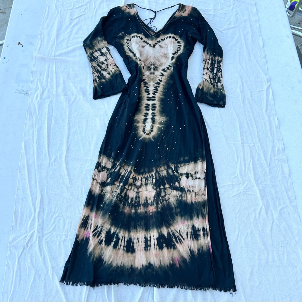 Tie Dye Beach Coverup Maxi Dress, Boho Festival Beach Summer Whimsygoth